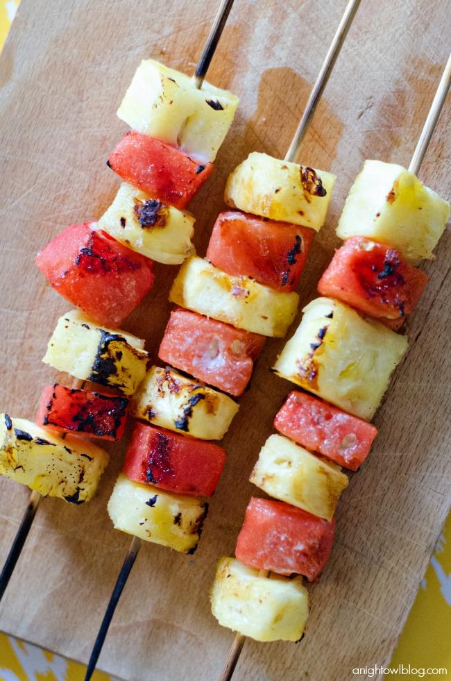 Grilled Pineapple and Watermelon Fruit Kabobs Recipe