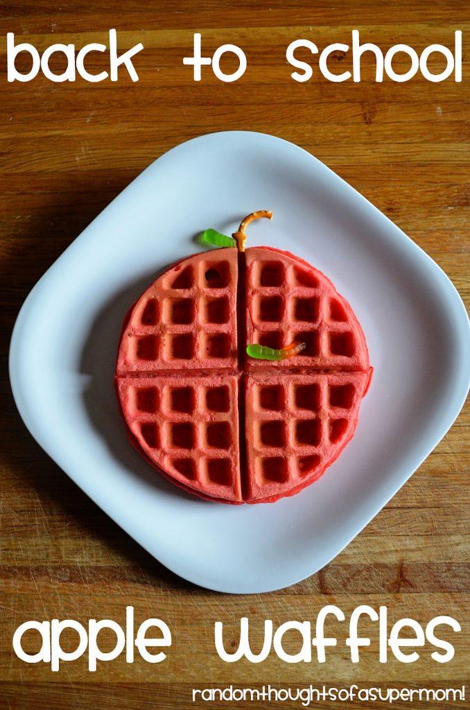 First Day of School Breakfast Ideas- Back to School Apple Waffles. These are so fun and great for the 1st day or school.