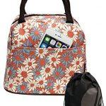 Daisy Pattern Lunch Bag Tote with Zipper and Handle