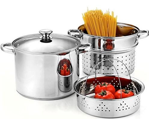 Pasta Cooker Steamer Multipots with Encapsulated Bottom