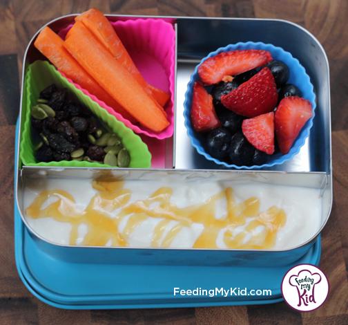 Back to School Lunch Ideas- Yogurt Parfait. SO fun! Pack this with your child's favorite yogurt flavor and fruit and let them go wild!