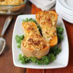 Twice Baked Butternut Squash With Quinoa, Pecans And Parmesan