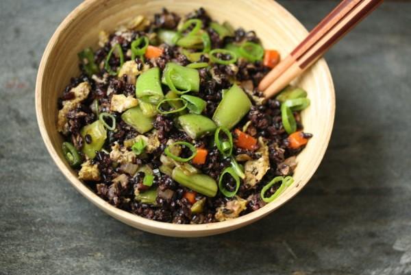 Black Fried Rice with Snap Peas and Scallions