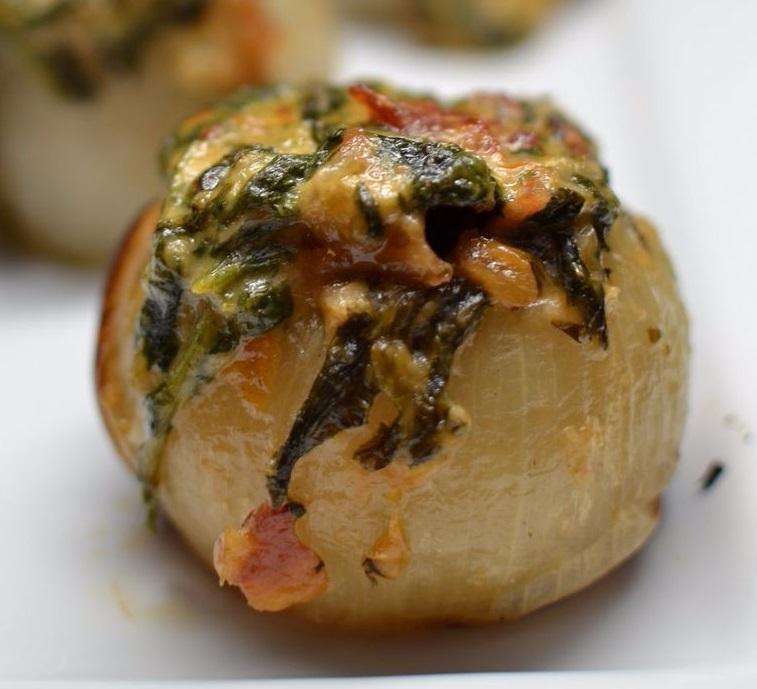 Grilled Spinach and Bacon Stuffed Onions