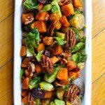 ORANGE GLAZED BRUSSELS SPROUTS AND BUTTERNUT SQUASH