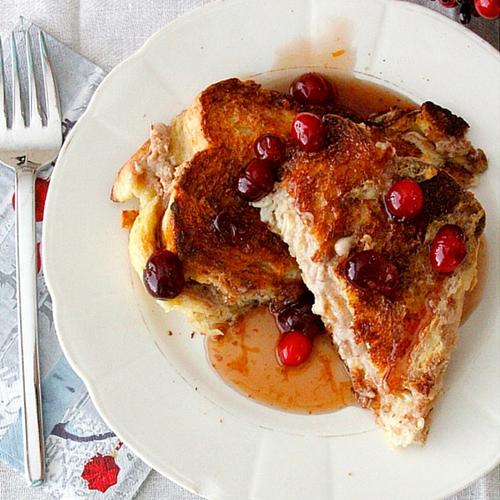 Mascarpone Stuffed French Toast With Cranberry Syrup