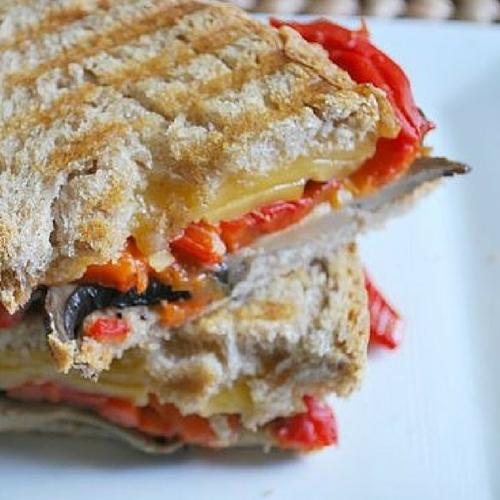Roasted Red Pepper, Portabella And Smoked Gouda Grilled Cheese