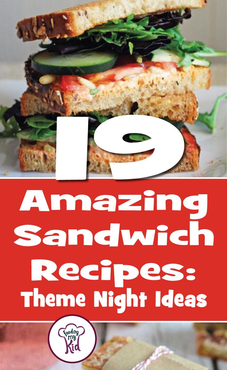19 Amazing Sandwich Recipes: Theme Night Ideas - From eggplant, prosciutto and pesto pressed picnic sandwiches to grilled peanut butter honey banana waffle sandwiches, we have 19 amazing sandwich recipe ideas for you and the whole family to enjoy!
