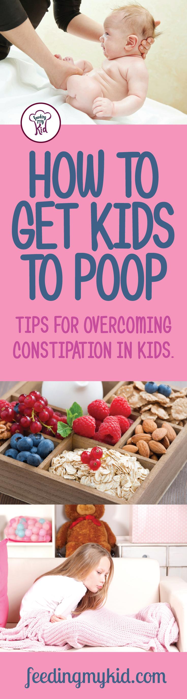 This is a must pin! From baby constipation to toddler constipation, you’ll learn how to get your kids to poop. Feeding My Kid is a website for parents, filled with all the information you need about how to raise your kids, from healthy tips to nutritious recipes. #constipation #kidshealth