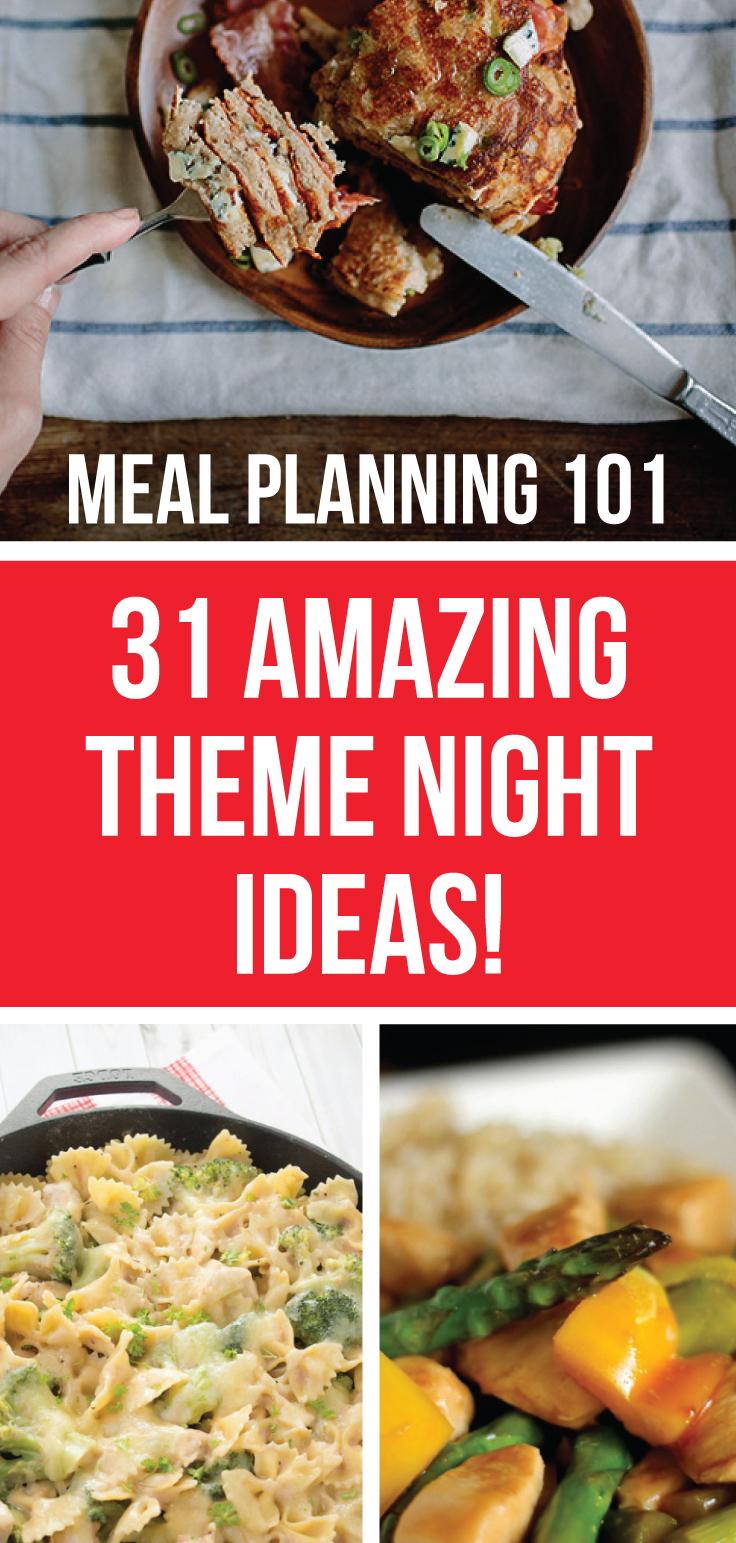 Here are some amazing theme night ideas for mealtime! These are perfect for any family who wants to spice things up! Feeding My Kid is a website for parents, filled with all the information you need about how to raise your kids, from healthy tips to nutritious recipes. #themenight #mealplanning #recipes 