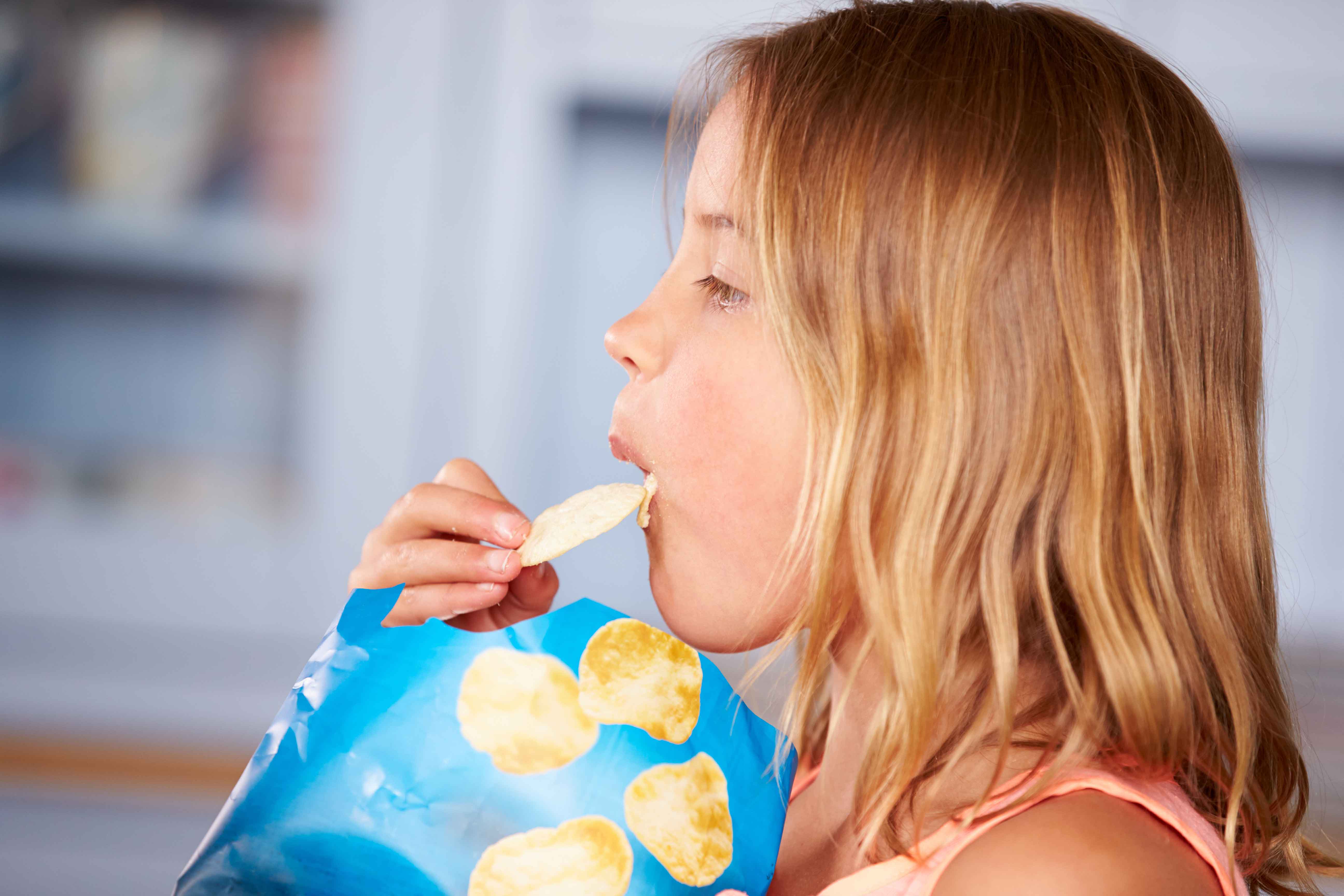Girl-Snacking-on-Chips. How Snacking is contributing to our Nation's Obesity Epidemic