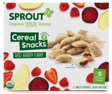 Sprout Toddler Fruit And Veggie Cereal Snack, Red Berry And Beet, 1.98 Ounce