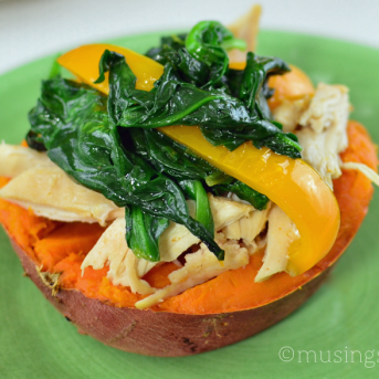 Chicken And Spinach Stuffed Sweet Potatoes