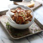 Crispy Baked Potato Chips With Garlic, Thyme And Parmesan