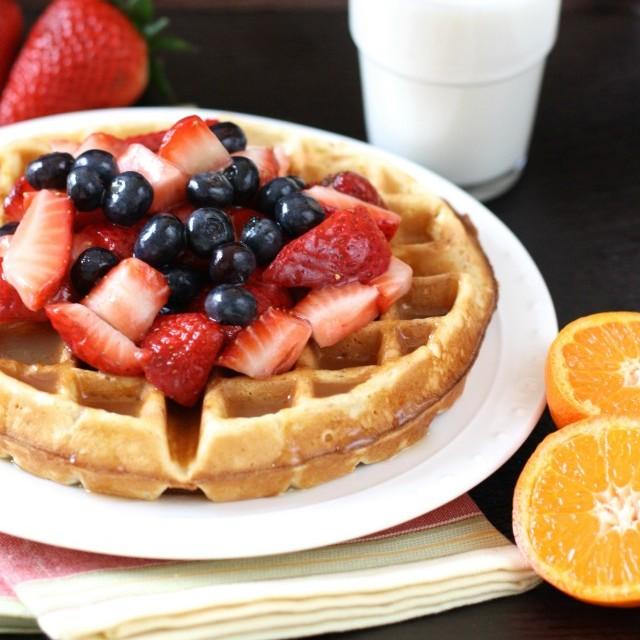 Vanilla Orange Waffles With Butter Syrup