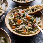 Winter Vegetable Chicken Noodle Soup With Asiago Crostini