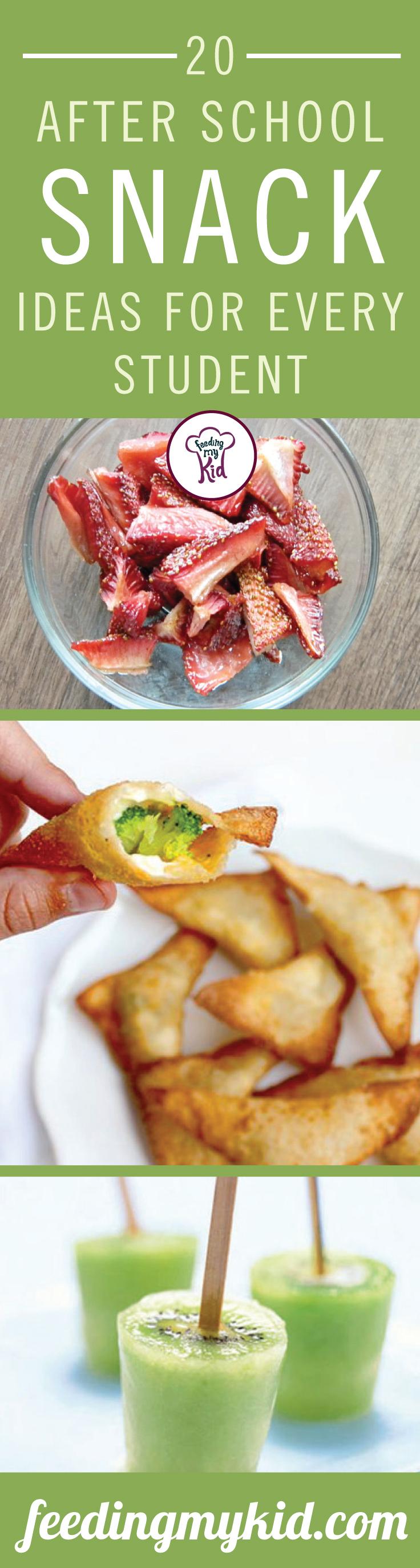 20 After School Snack ideas Everyone - This is a must pin! After school every kid is a little hungry. Try these healthy after school snacks! They are a great way to ensure that your kid is getting the food you want him to have. These after school snacks for kids are perfect; from kiwi ice pops to corn fritters! This is a must share! #fmk #recipes #snacks