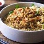 Crockpot Thai Peanut Chicken Quinoa Bowls