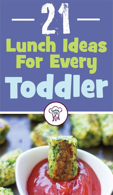 21 Lunch Ideas For Every Toddler - Here's our ultimate list of toddler lunch ideas. From sweet potato lentil and cheddar croquettes to healthy baked broccoli tots; these recipes are sure to please any toddler from the pickiest little one to the food crazy tot! #fmk #recipes #toddler