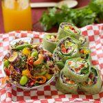 Rainbow Veggie Pinwheel And Sesame Lime Quinoa Salad