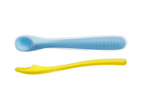 Spuni Soft Tip Baby Spoon In Bubbly Blue And Lucky Lemon