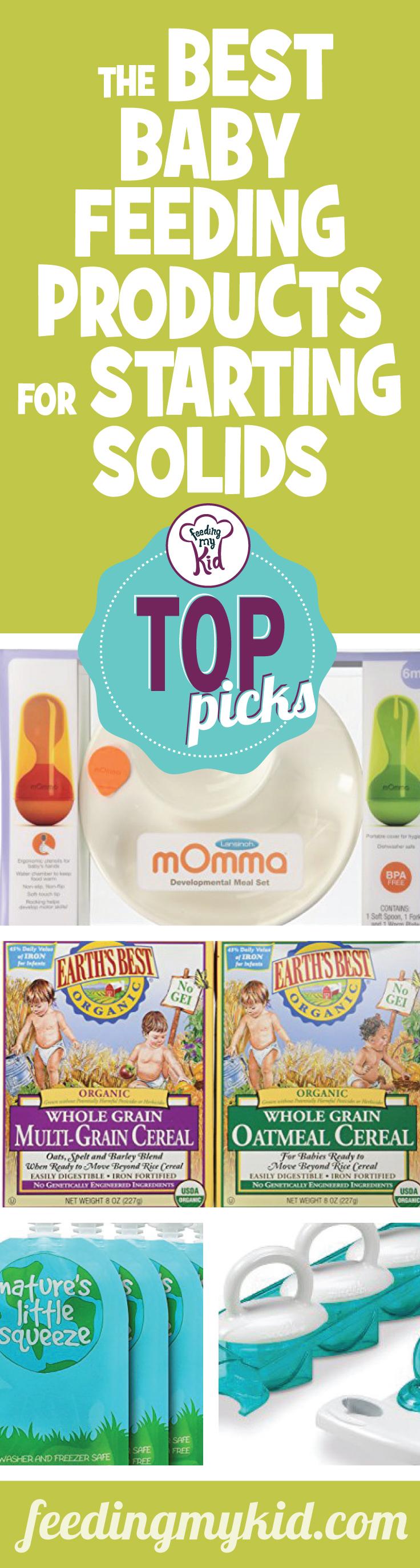Top Picks: The Best Baby Feeding Products For Starting Solids - This is a must share! It can be very tantalizing introduce solids to your baby. That’s why we put together this great list of perfect products to buy when introducing solids. These products are here to help your baby learn to grow better accustomed to solid foods. From flap gerber cereal rice to a munchkin fresh food feeder; these products are here to help you feed your kid. This is a must pin! #fmk #feedingsolids #introducingsolids #babyfeeding 