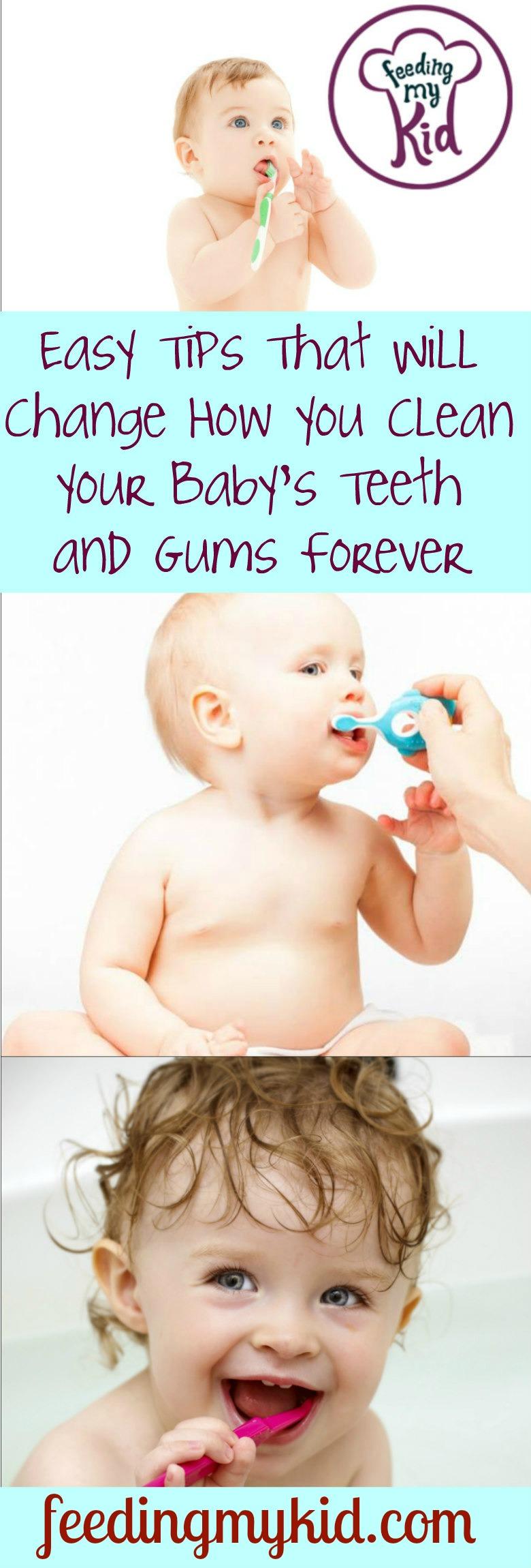 Check out these videos about brushing baby teeth and brushing your baby's gums. First, learn to do it with a baby cloth. Then, transition to a toothbrush!