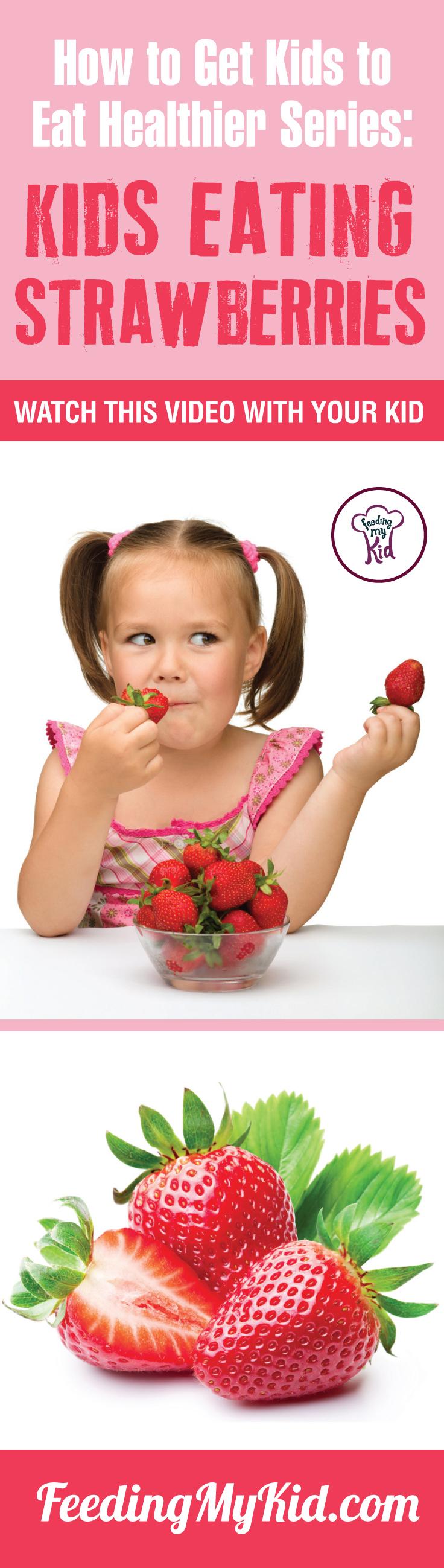 This is a must pin! Watch these videos with your kids of kids eating strawberries and get your kids to eat Strawberries, too. Find out how it works here. Feeding My Kid is a filled with all the information you need about how to raise your kids, from healthy tips to nutritious recipes. #Strawberries #pickyeating #getkidstoeat