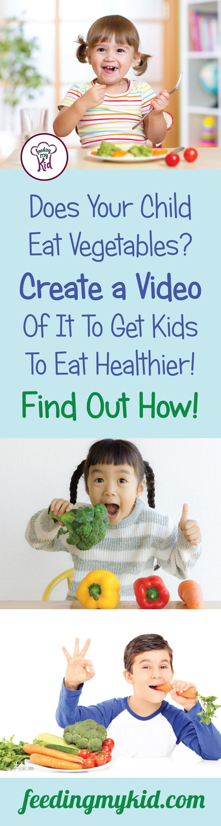 This is a must pin! Do you want your kids to develop healthy eating habits? Have them watch other kids eat veggies. Find out how it works here and send us your videos! Stop picky eating in its tracks! Feeding My Kid is a website for parents, filled with all the information you need about how to raise your kids, from healthy tips to nutritious recipes. #parenting #healthyeatinghabits #pickyeating