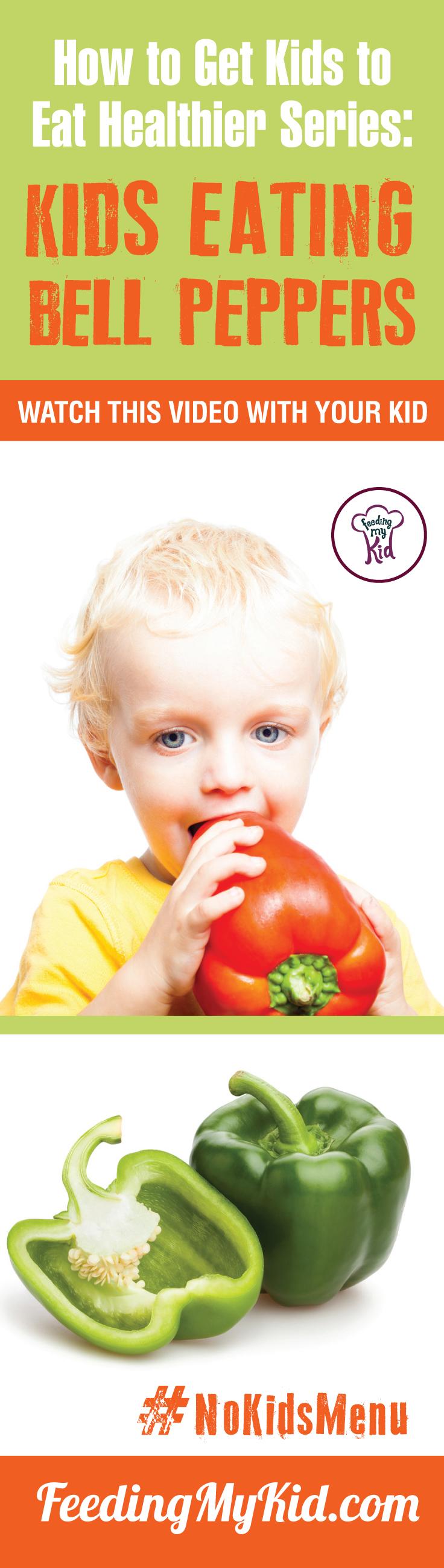 Want your kids to eat Bell Peppers? Teach your kids how to eat more vegetables and fruits. Watch these videos with your kids of kids eating veggies and fruits and get your kids to eat veggies and fruits. Find out how it works here. Feeding My Kid is a filled with all the information you need about how to raise your kids, from healthy tips to nutritious recipes. #pickyeating #getkidstoeat #BellPeppers #nokidsmenu