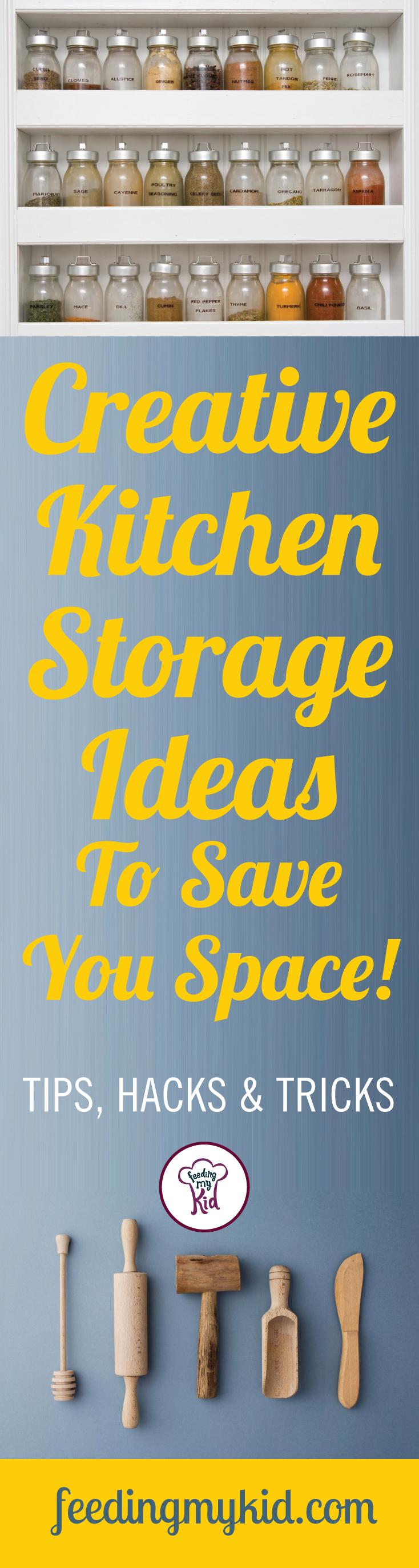 Check out these great kitchen organization ideas and kitchen tips that will save you time and that could stop you from wasting space. Feeding My Kid is a filled with all the information you need about how to raise your kids, from healthy tips to nutritious recipes. #kitchenhacks #tips #kitchenstorage 