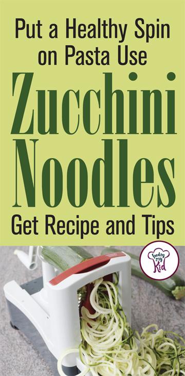 Find out how you can put a spin on zucchini with a vegetable spiralizer to get kids having fun and eating! Plus a great zoodle recipe! #recipes #zucchini #noodles #zoodles #dabblingchef