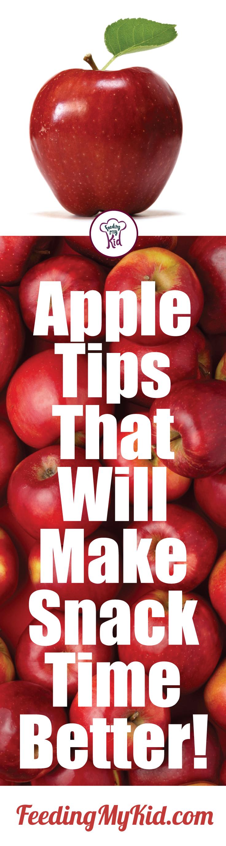 Check out these awesome apple tips that'll help you make the apple an amazing snack! Feeding My Kid is a filled with all the information you need about how to raise your kids, from healthy tips to nutritious recipes. #FeedingMyKid #appletips #snacking #snacks