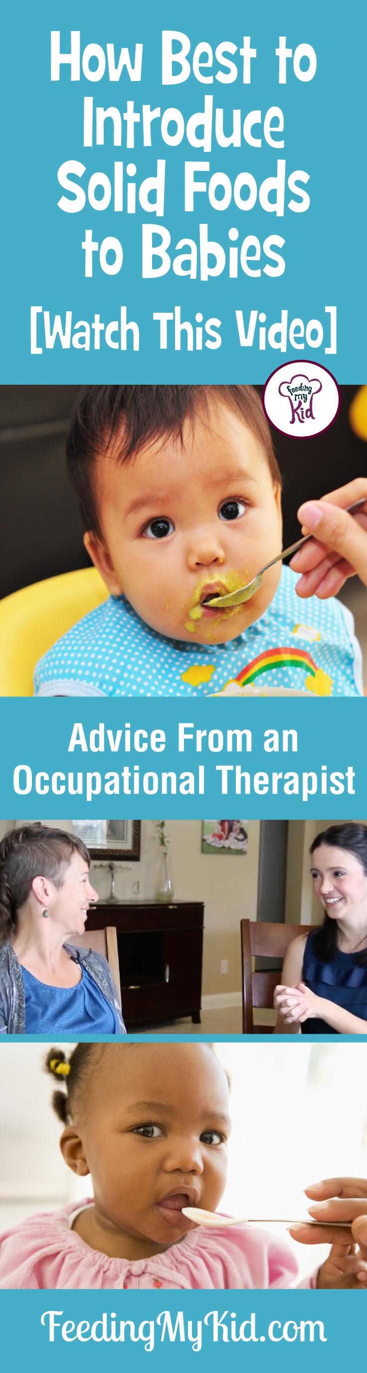 Find out when to introduce solids to your baby. Advice from an occupational therapist. Feeding My Kid is a filled with all the information you need about how to raise your kids, from healthy tips to nutritious recipes. #FeedingMyKid #OccupationalTherapist #advice #kidshealth #introducesolidstoyourbaby