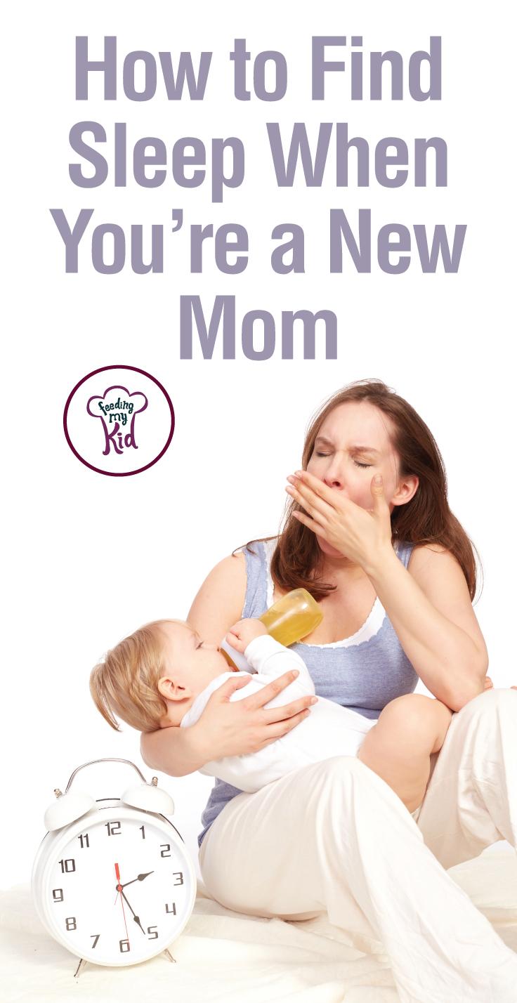 Feeling sleep-deprived as a new mom? The struggle is real. Here's the best advice on how to find sleep when you're a new mom and when do babies sleep through the night. #FeedingMyKid #newborn #newbornbaby #babywon’tsleep #babysleep #whendobabiessleepthroughthenight #babysleeptraining #howtomakebabysleep #sleepingthroughthenight