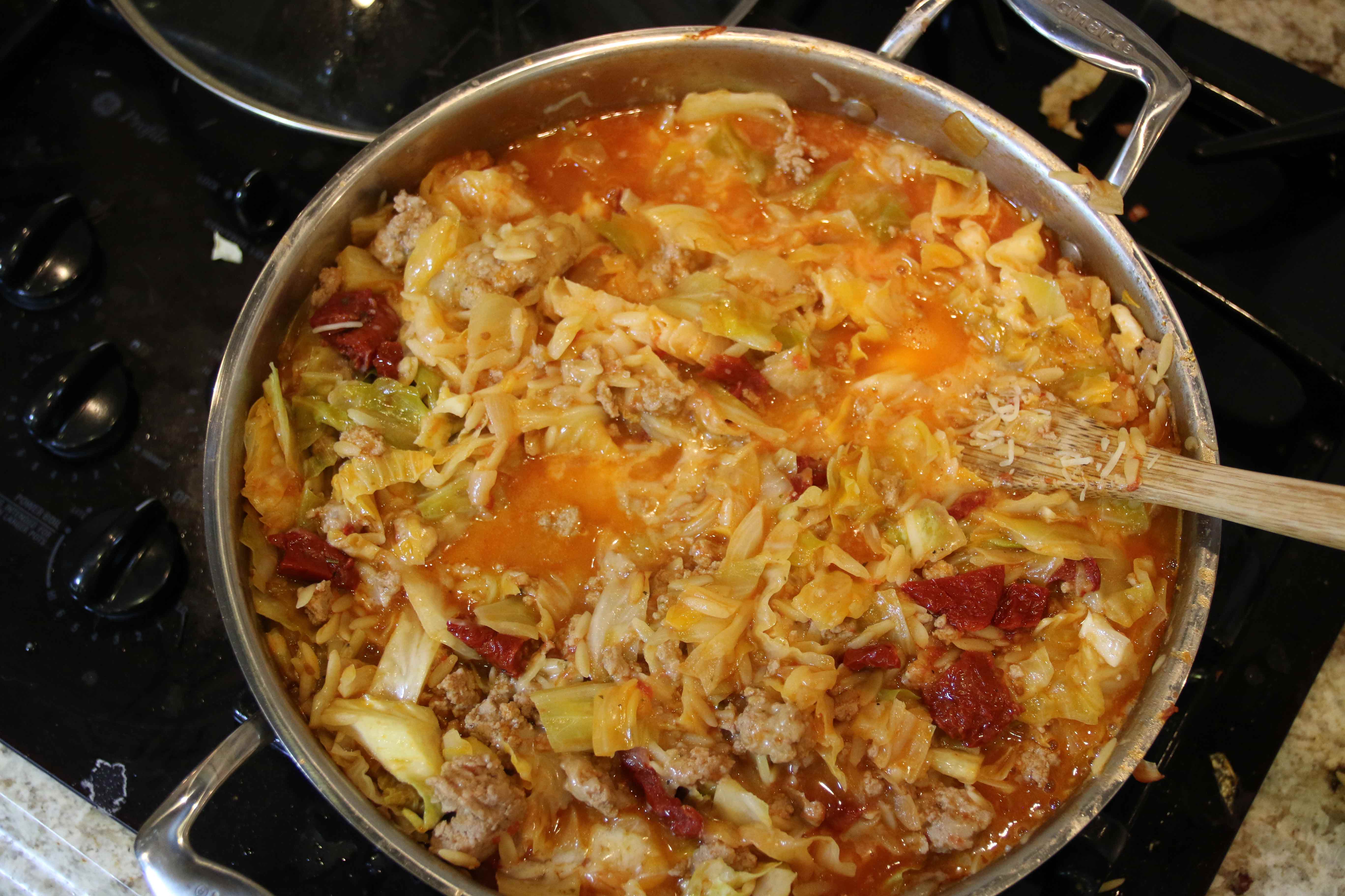 What an incredibly easy one-pot dish to serve! You'll friend and family will be so impressed. This Cabbage Turkey Casserole is absolutely delicious, easy to make and easy to clean up afterward. Looking for an easy to make casserole? #healthycasserole #turkeycasserole #cabbagecasserole