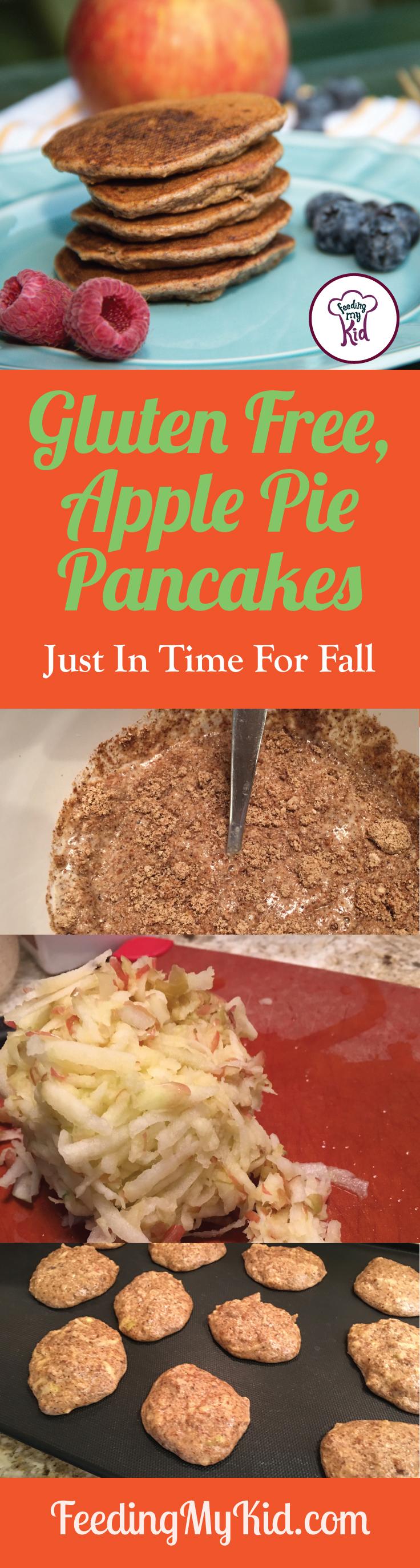 These apple pie pancakes are perfect for fall! These gluten-free pancakes have nutritious almond flour, flaxseed, and fresh apples.