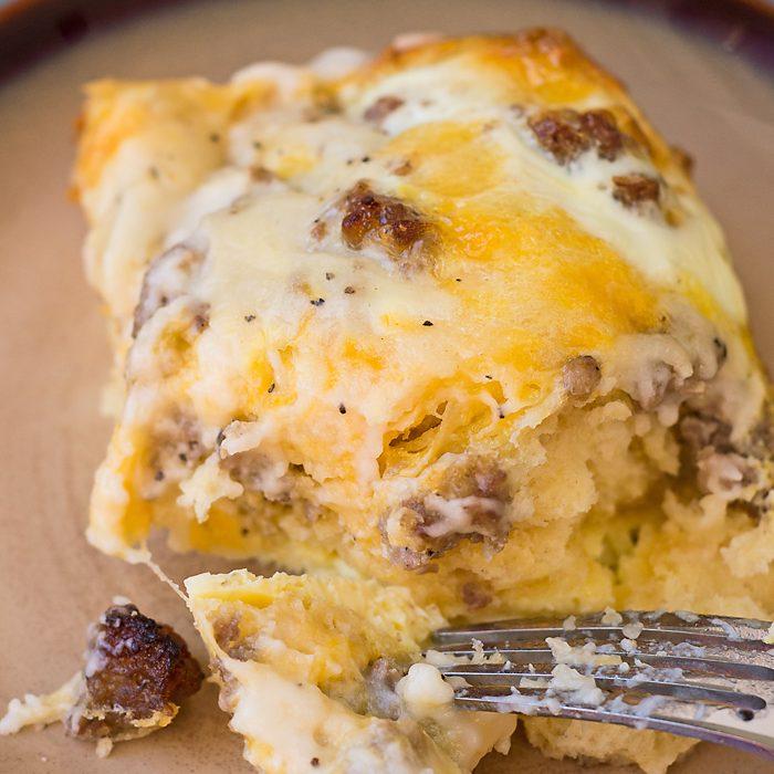 Biscuits And Gravy With Sausage And Egg Breakfast Casserole