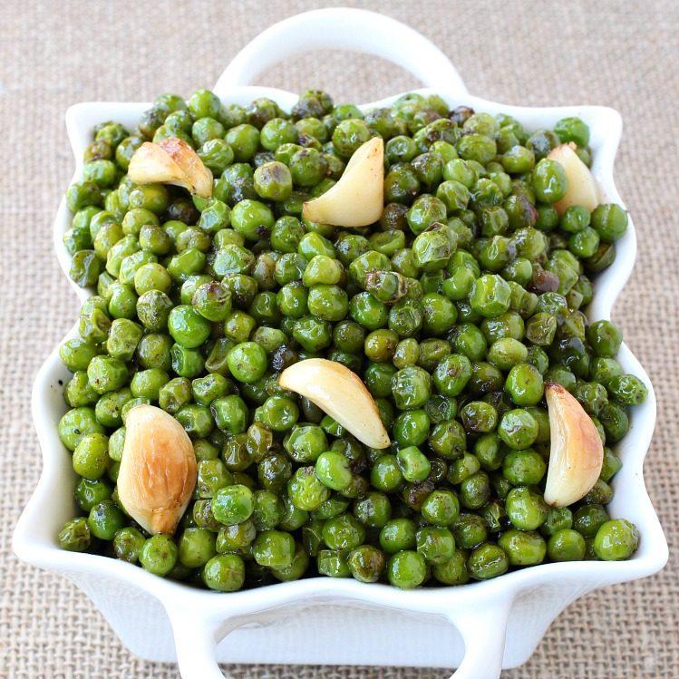 Brown Butter And Garlic Roasted Peas
