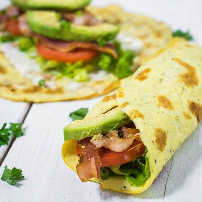 Low Carb Breakfast Burrito With Bacon And Avocado