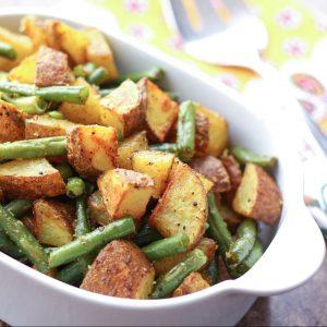 Turmeric Roasted Potatoes with Green Beans