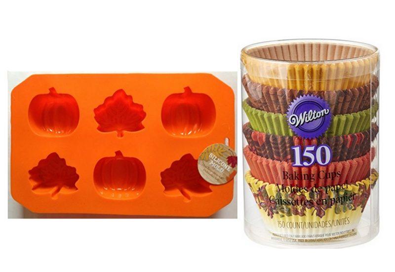 Halloween Cupcake Pan (left) Wilton Fall Baking Cups, 150-Pack (right)