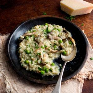 Mushroom Risotto with Peas