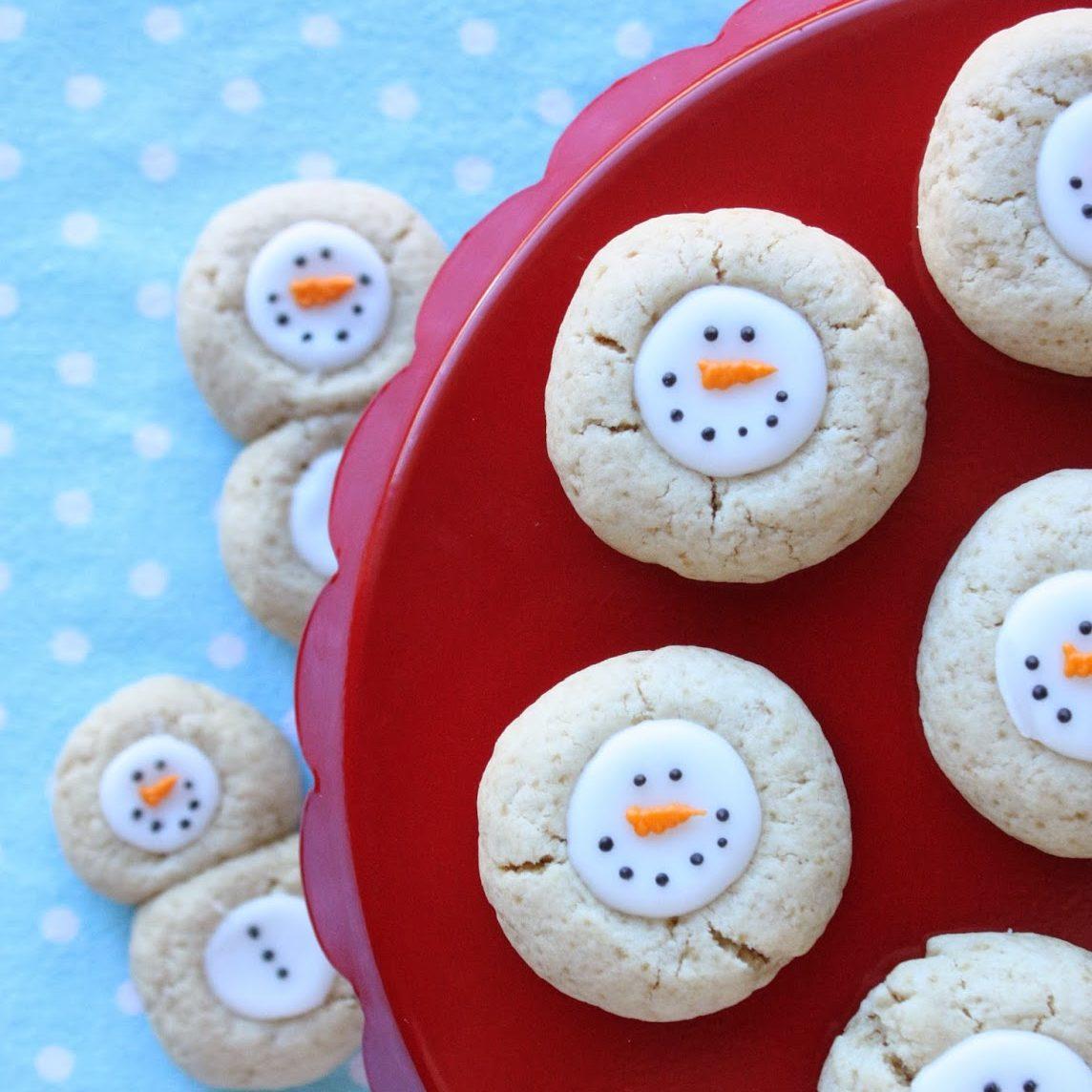 Thumbprint Snowman Cookies