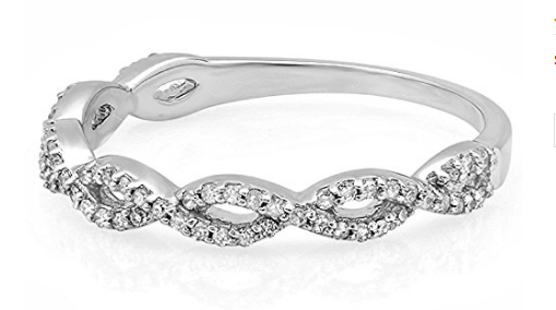 Gold Round Diamond Ladies Swirl Anniversary Wedding Band Stackable Ring