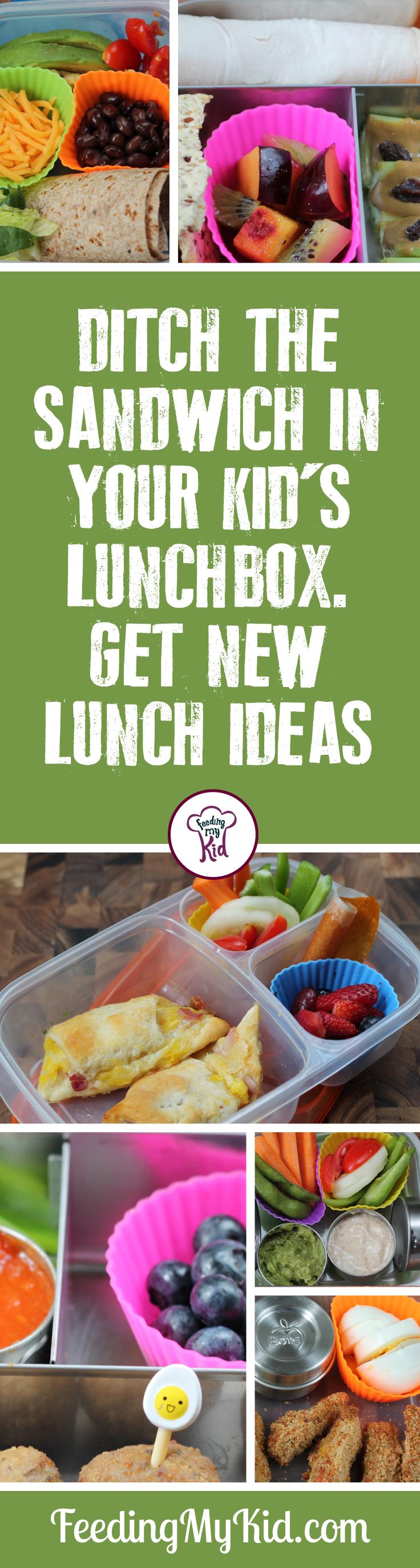 Get new lunch ideas for your kid; ditch the sandwich. Get inspired with these great lunch tips and tricks. No more boring sandwiches every day.