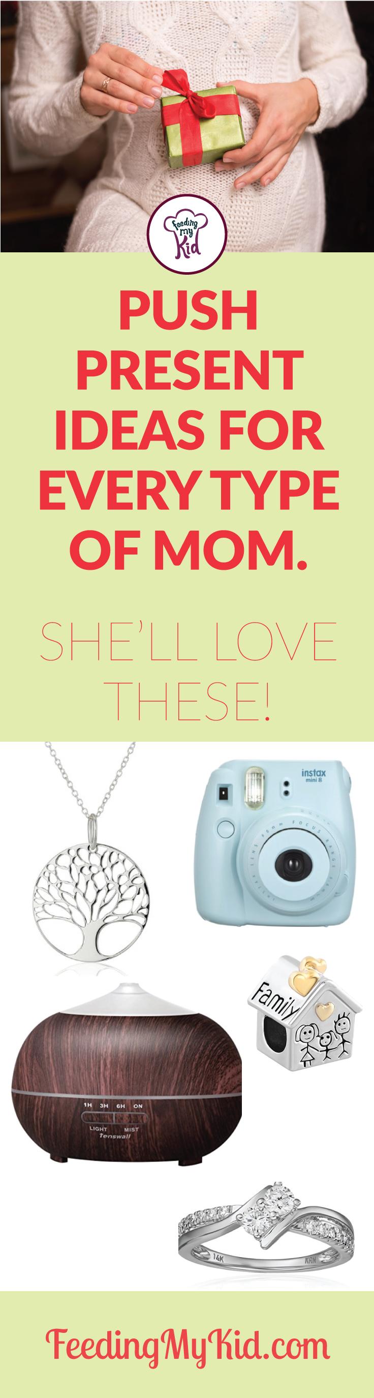 Need some creative push present ideas? This list has them! From ideas for the tech mom to the crafty mom, she'll love these gifts.