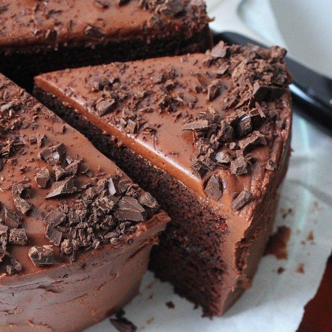 Super Decadent Chocolate Cake With Chocolate Fudge Frosting