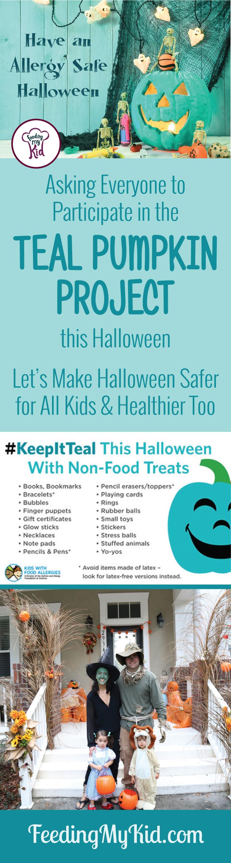 Halloween treats for kids don't have to be candy. Change how your kids are trick or treating! Find out more about the Teal Pumpkin Project.