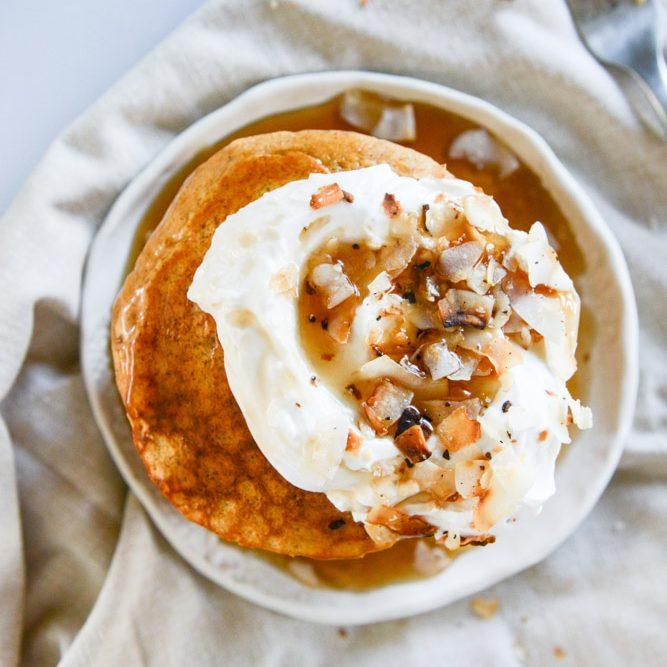Buttermilk Sweet Potato Pancakes With Coconut Whipped Cream